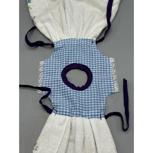 Decorative Kitchen Hand Towel Dress With Floral Print & Gingham Top white READ - Picture 6 of 9